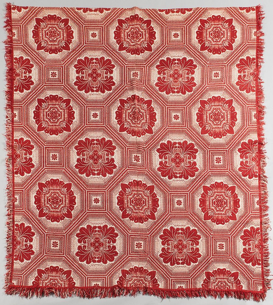 Appraisal: Red and White Woven Wool Coverlet Red and White Woven