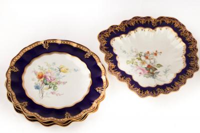 Appraisal: A matched Royal Crown Derby botanical dessert service comprising four