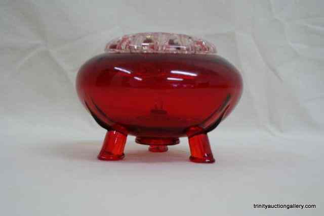 Appraisal: Vintage Viking Royal Ruby Glass Flower Bowl FrogCalled a toed