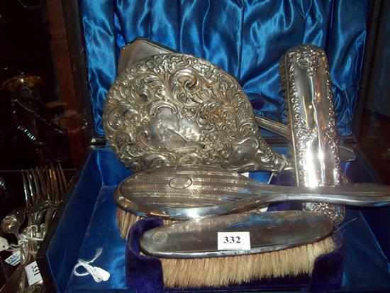 Appraisal: A PART STERLING SILVER MIRROR AND BRUSH SET