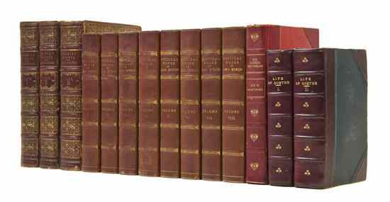 Appraisal: LEATHER BINDINGS A group of books bound in brown or