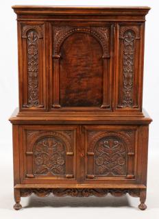 Appraisal: HAND CARVED WALNUT CABINET CIRCA HAND CARVED WALNUT CABINET CIRCA