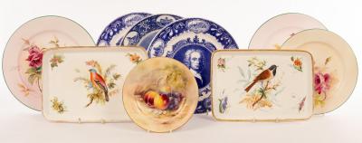 Appraisal: Two Royal Worcester rectangular trinket trays painted birds cm wide