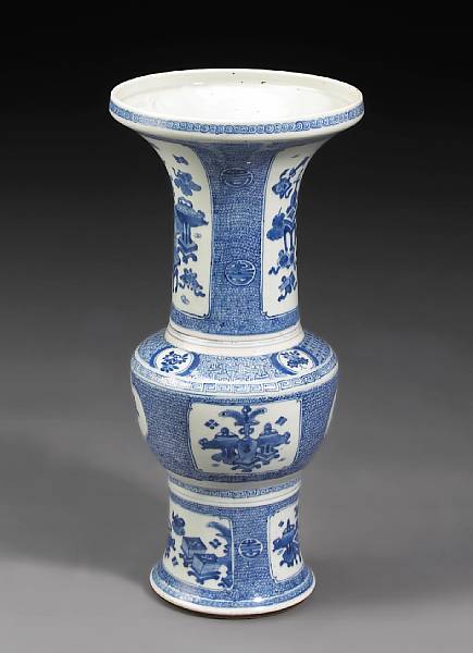 Appraisal: A blue and white porcelain trumpet-mouth vase Kangxi Period Its