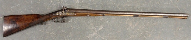 Appraisal: - Double barrel percussion shotgun with brass fox bird and