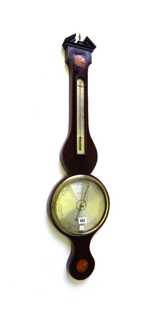 Appraisal: A mahogany and inlaid wheel barometer by 'D Gugari' late