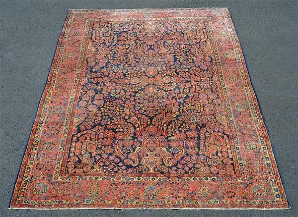 Appraisal: Antique Floral and Urn Oriental Room Size Rug Antique Floral