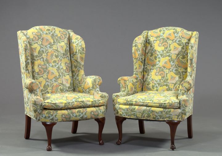 Appraisal: Pair of George III-Style Wing Chairs each with reversible seat