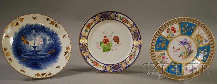 Appraisal: Three Hand-painted and Transfer-decorated Porcelain Plates a Sevres Royal Worcester