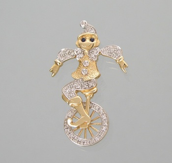 Appraisal: An Adorable Gold and Diamond Clown Pendant k white and