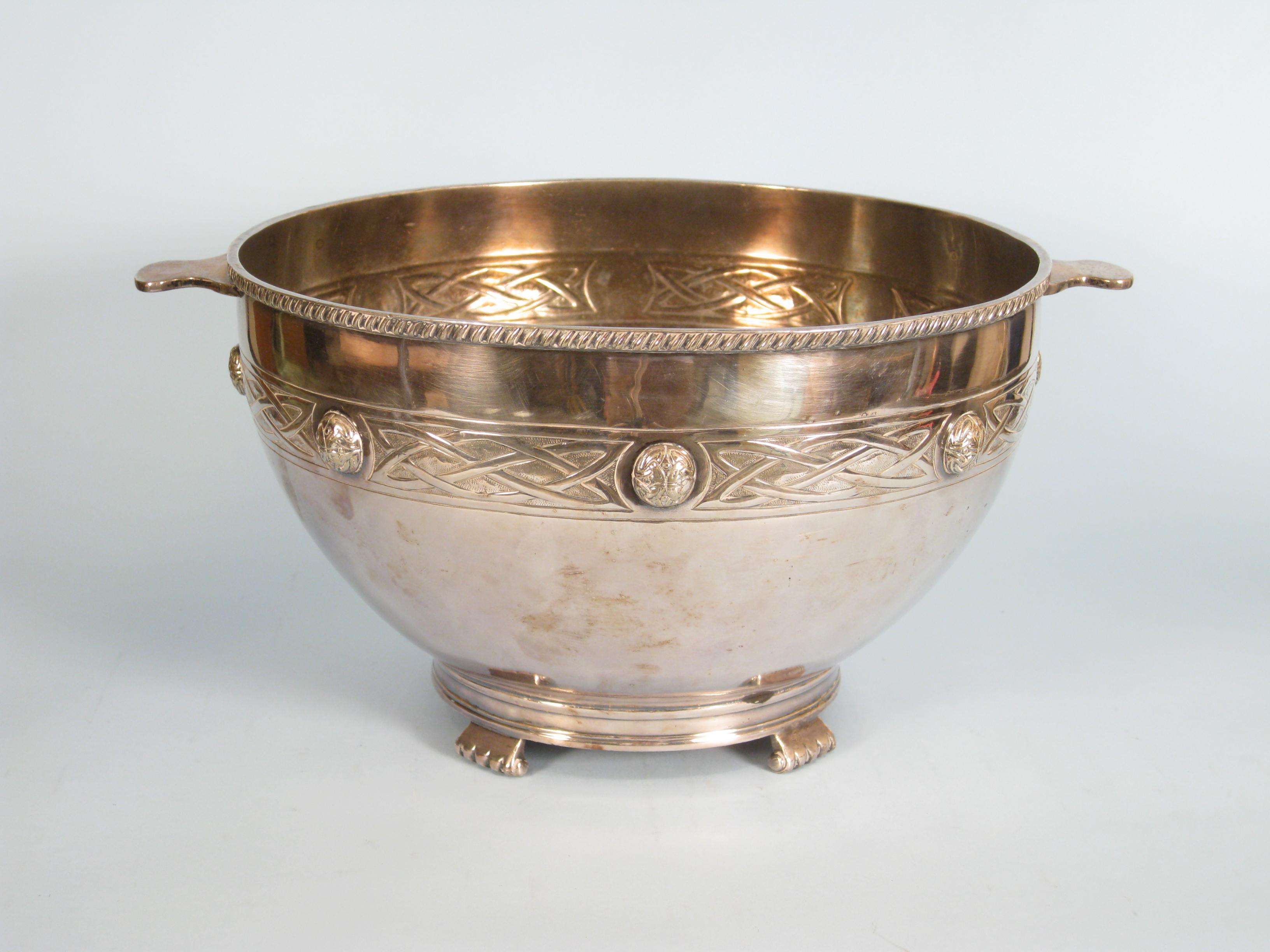 Appraisal: A large Arts Crafts two handled plated Punch Bowl with