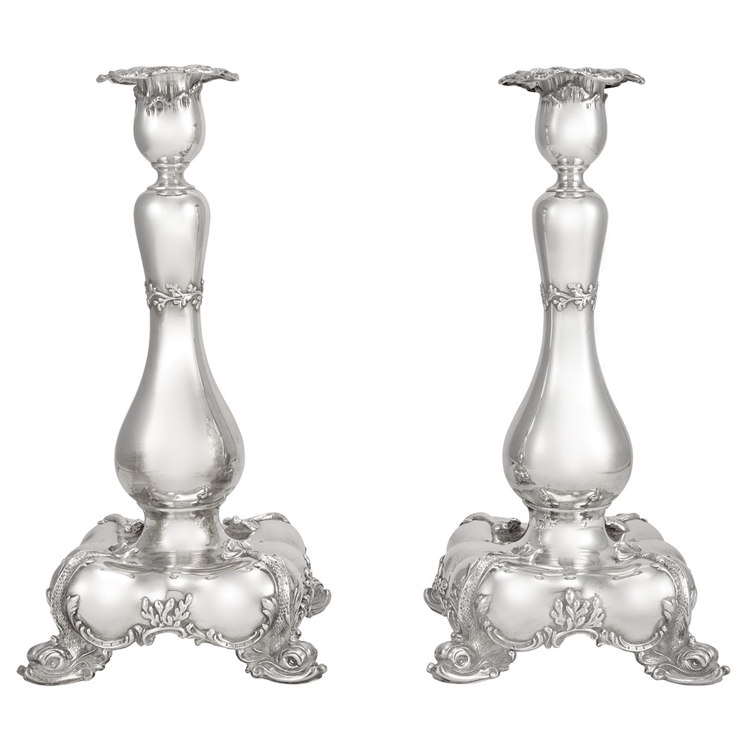 Appraisal: Pair of Tiffany Co Sterling Silver Candlesticks Circa - Each