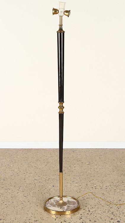 Appraisal: ITALIAN BRASS WOOD FLOOR LAMP MARBLE BASE C An Italian