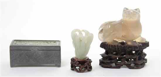 Appraisal: A Group of Two Chinese Hardstone Articles including a Buddha's