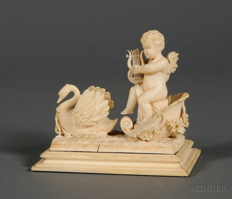 Appraisal: Continental Carved Ivory Figure of Cupid late th century the