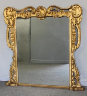 Appraisal: Antique Roccocco Carved Giltwood Over Mantel Mirror From a Great