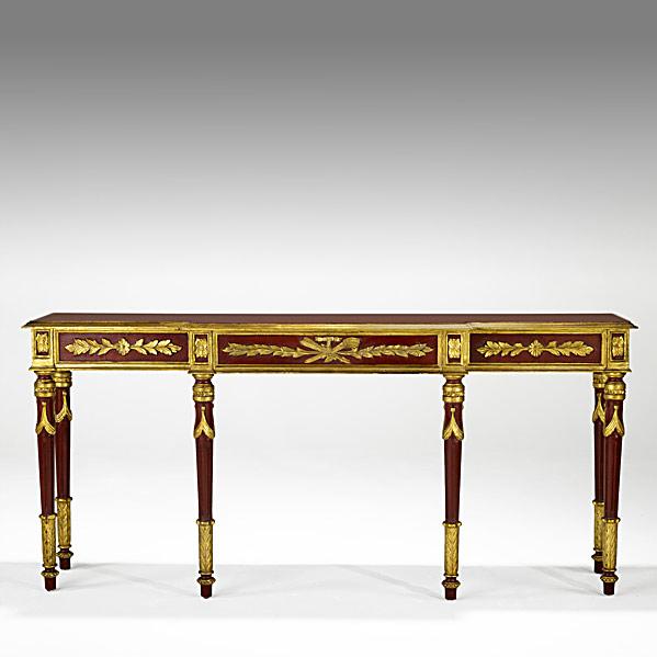 Appraisal: GILDED CONSOLERed painted th c x x