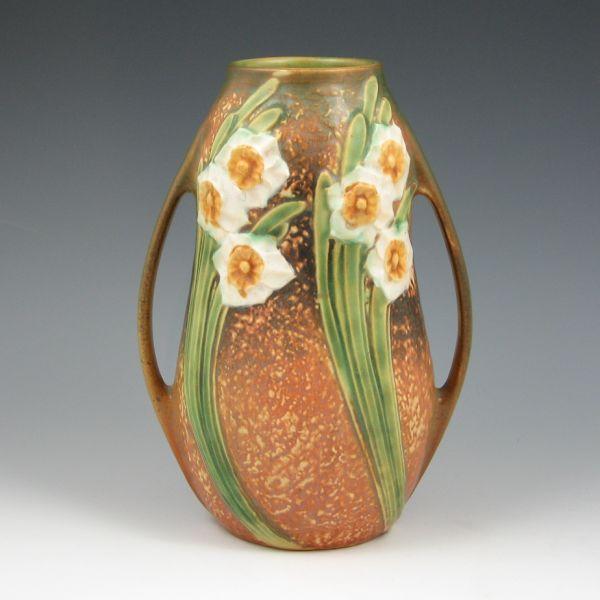 Appraisal: Roseville Jonquil - handled vase Unmarked Mint tall Provenance Gordon