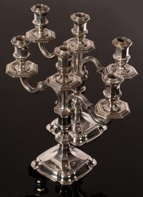 Appraisal: A pair of standard silver table candelabra perhaps Hanau of