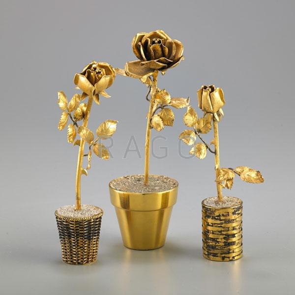 Appraisal: THREE SILVER GILT FLOWER POTS TIFFANY CO Condition Report