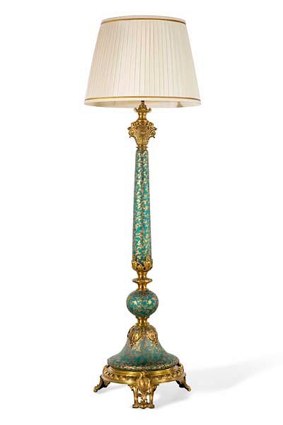 Appraisal: A French gilt blue glass floor lamp A French gilt