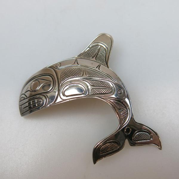 Appraisal: Haida Sterling Silver Killer Whale Brooch signed PS unidentified