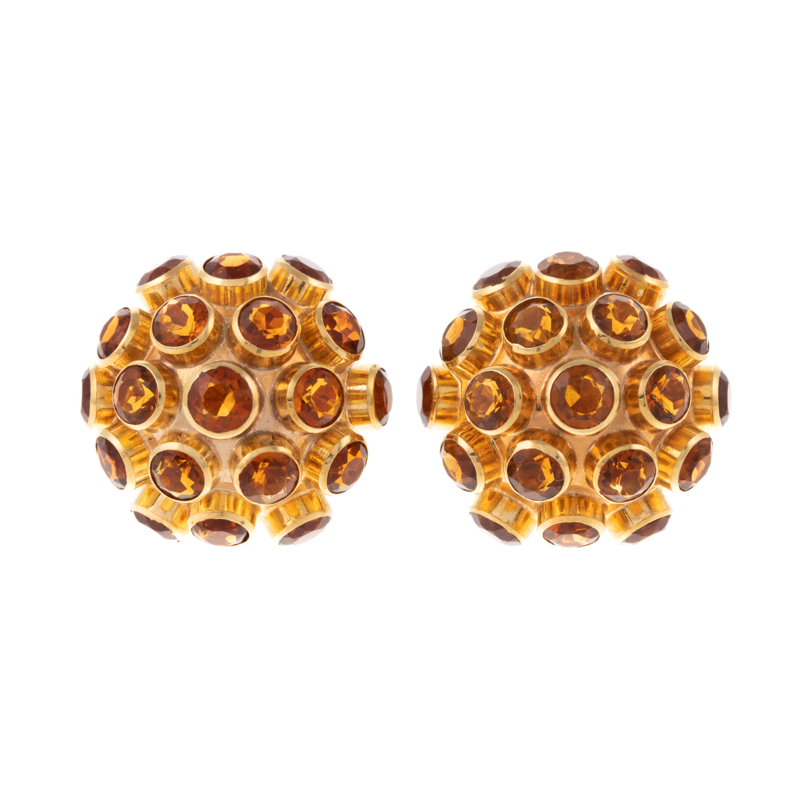 Appraisal: A PAIR OF CITRINE SPUTNIK EARRINGS IN K K yellow