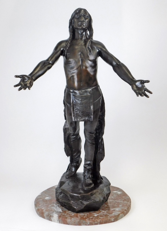 Appraisal: CHARLES H HUMPHRISS NATIVE AMERICAN BRONZE SCULPT New York England