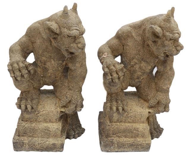 Appraisal: pair Cast stone garden statuary Gordy Gargoyles thc each standing