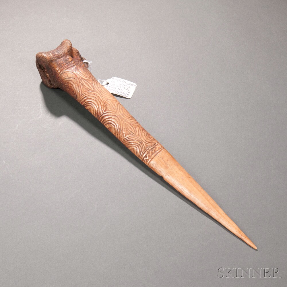 Appraisal: New Guinea Carved Bone Dagger Wosera Abelam Maprik area with