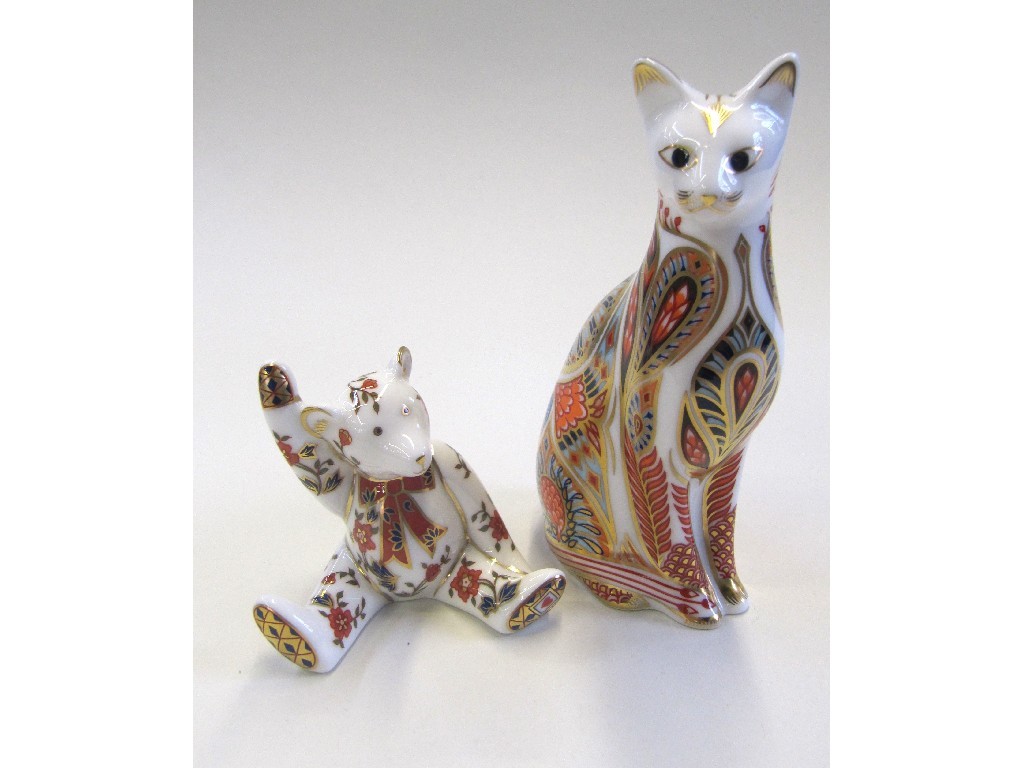 Appraisal: Two Royal Crown Derby paperweights - seated cat and teddy