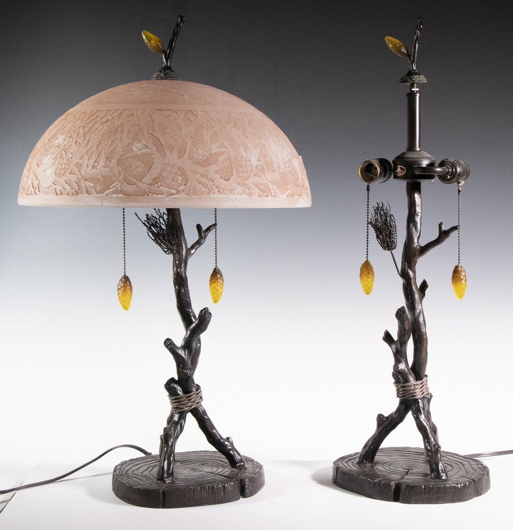 Appraisal: PR QUOIZEL TABLE LAMPS Pair of Contemporary Adirondack Style Metal