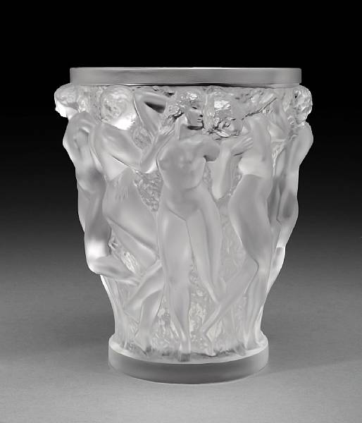 Appraisal: A Cristal Lalique molded frosted glass vase Bacchantes Inscribed Lalique