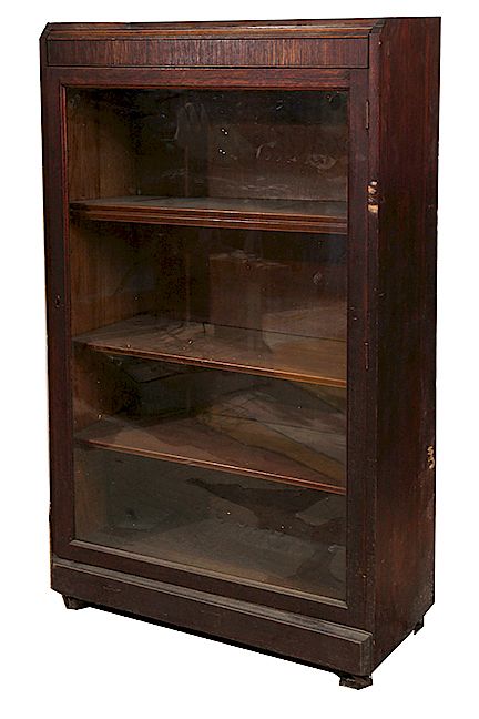 Appraisal: OAK BOOKCASE OAK BOOKCASE AN ORIGINAL GLASS FRONT OAK BOOKCASE