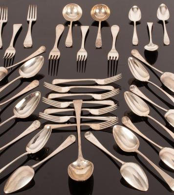 Appraisal: A part canteen of Old English pattern silver flatware Thomas