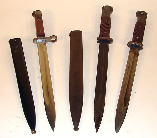 Appraisal: Lot consists of three military bayonets one German WWII K