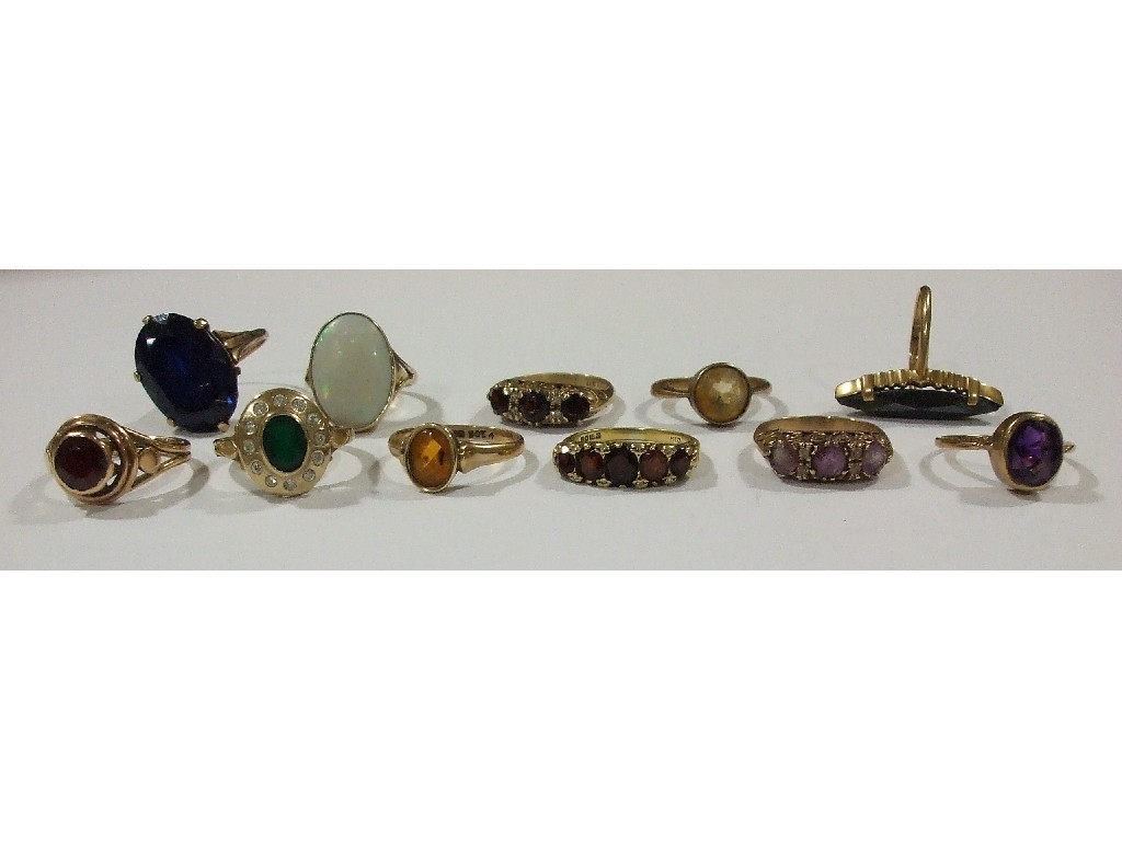 Appraisal: Eleven ct gold gem set rings set with various stones