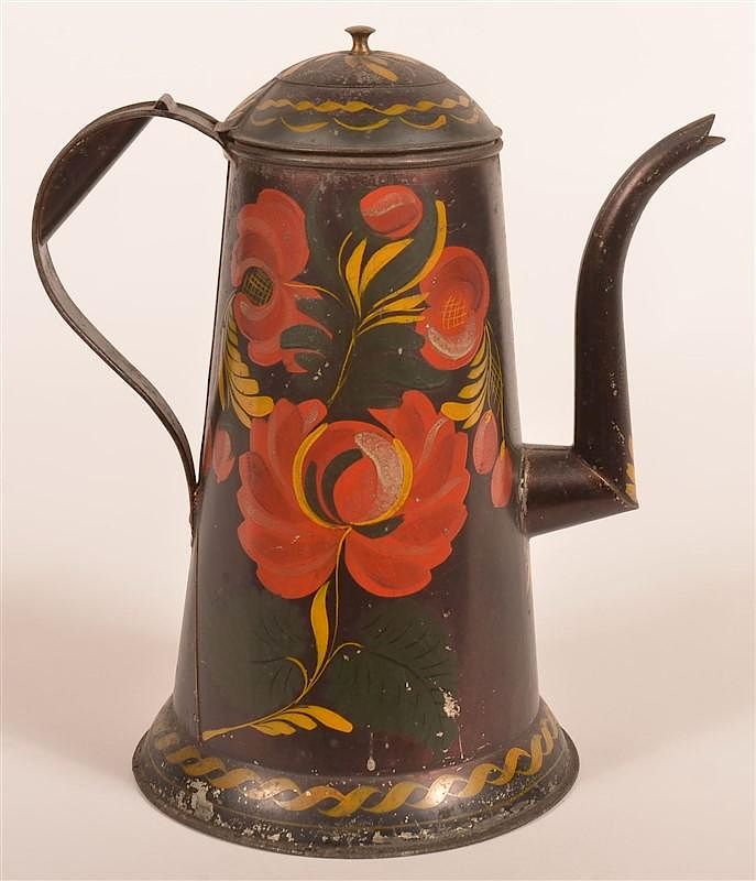 Appraisal: Pennsylvania th Century Toleware Coffee Pot Pennsylvania th Century Toleware