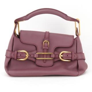 Appraisal: Jimmy Choo Purple Brown Leather Tulita Bag Features brushed gold-tone