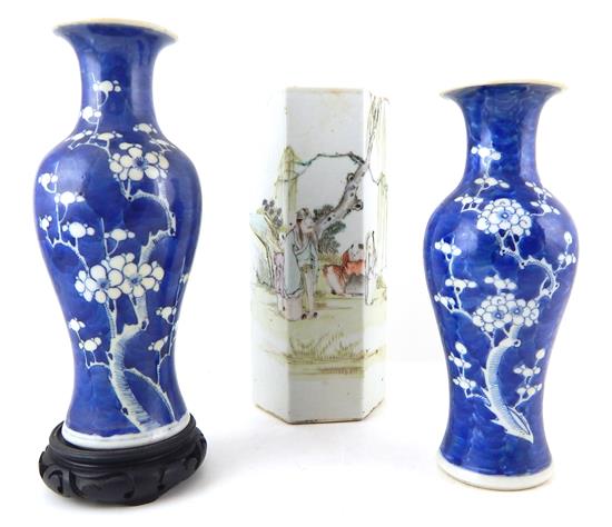 Appraisal: ASIAN Three late th early th C Chinese porcelain vases