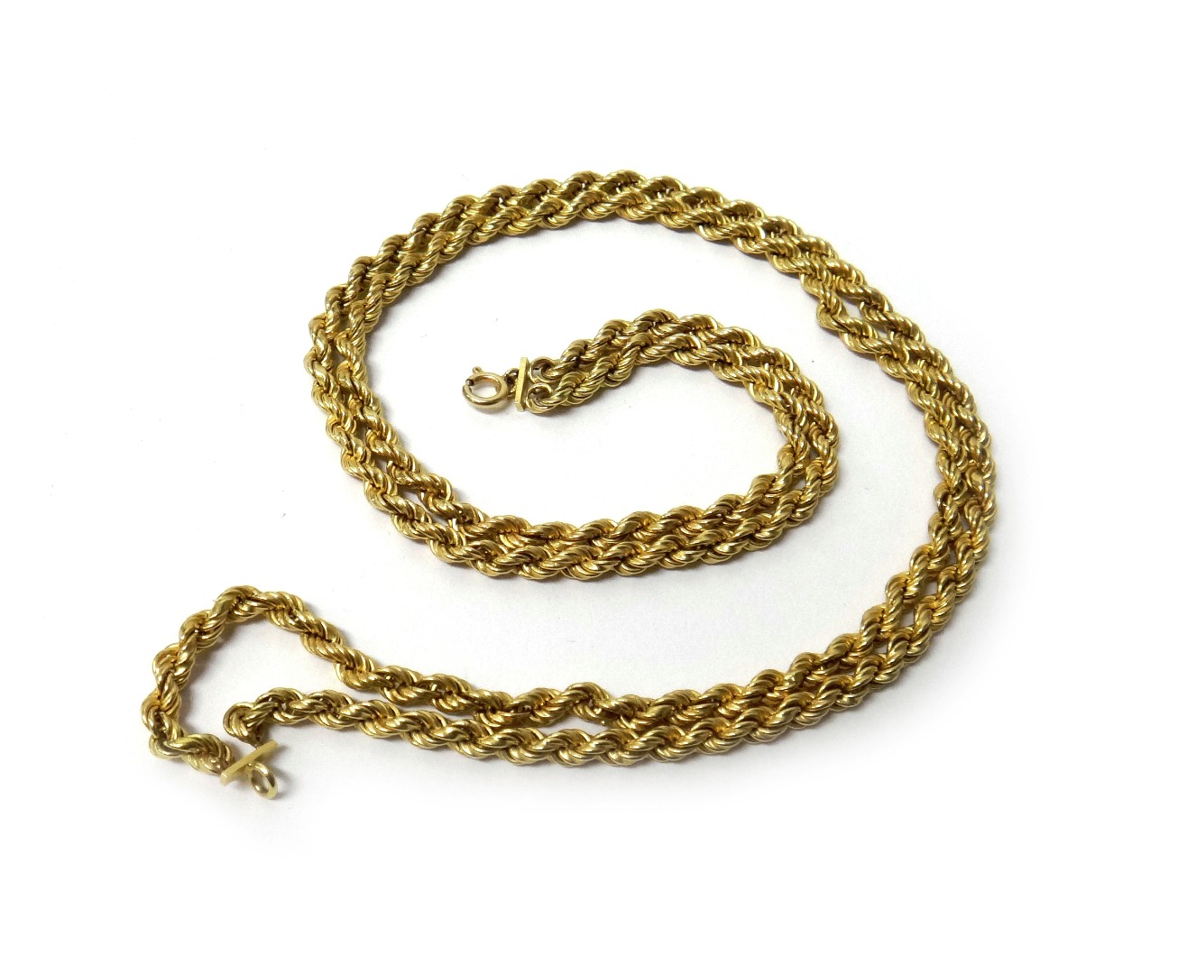 Appraisal: A gold two row ropetwist link neckchain on a boltring