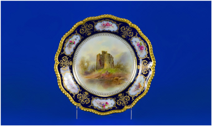 Appraisal: Royal Worcester Cabinet Plate Signed J Stinton Dated Invergarry Castle