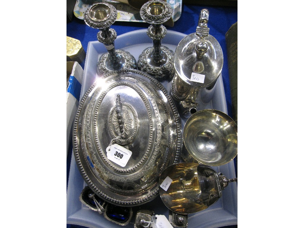 Appraisal: Tray lot of EP - candlesticks tureen etc