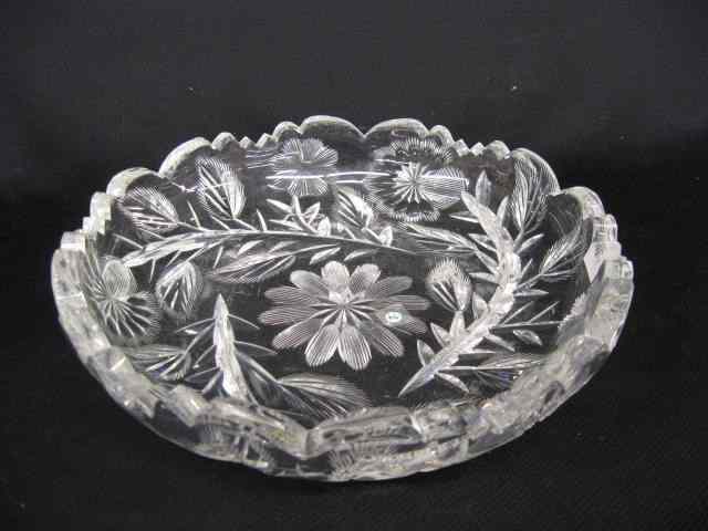 Appraisal: Libbey Cut Glass Low Bowl deep cut floral vine signed