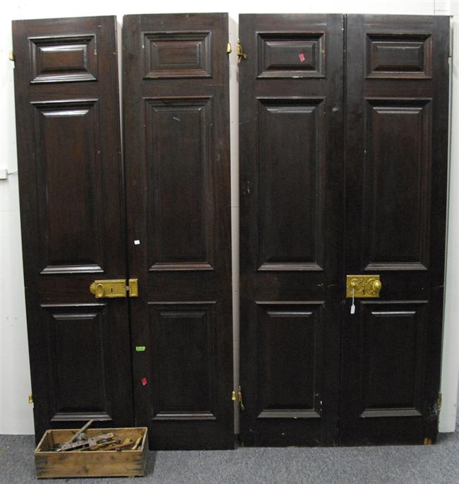 Appraisal: THREE RAISED PANEL MAHOGANY DOUBLE DOORS and a COMPLIMENTARY RAISED