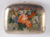 Appraisal: A Russian silver purse with inset en plein enamel floral