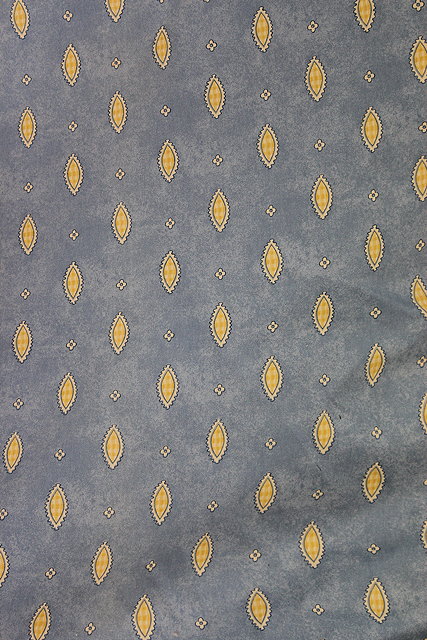 Appraisal: A PAIR OF LARGE BLUE GROUND CURTAINS with yellow navette