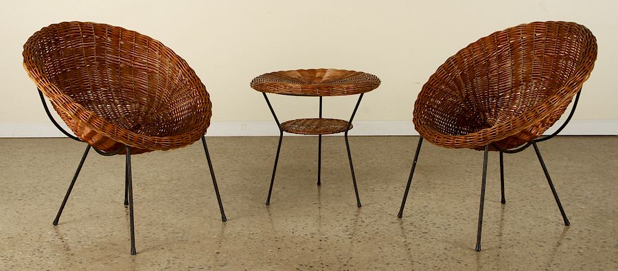 Appraisal: PC ITALIAN RATTAN SET IN MANNER FRANCO ALBINI A three