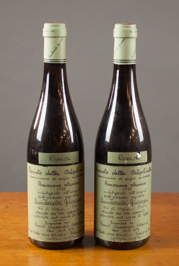 Appraisal: TWO BOTTLES OF VINTAGE ITALIAN RED WINE Giuseppe Quintarelli Recioto