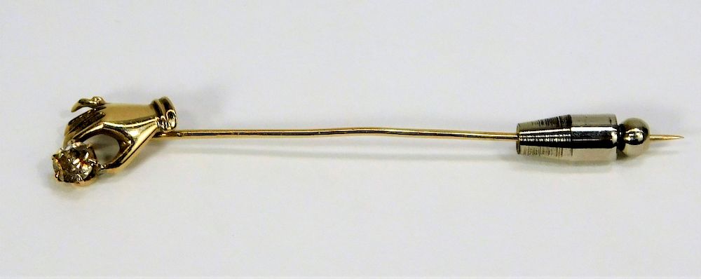 Appraisal: K Gold and Diamond Stick Pin Europe Early th Century